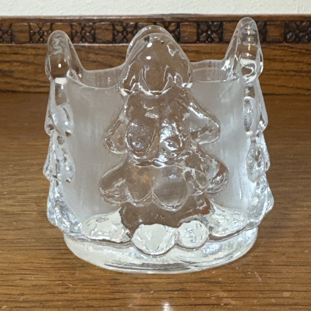 Nybro Crystal Paul Isling Frosted Tree Votive Candle Holder Sweden Christmas